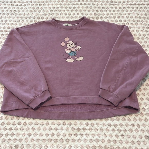 Disney WDW Mickey Mouse Genuine Mousewear Pullover Cropped Sweatshirt Plum XL - Picture 6 of 13